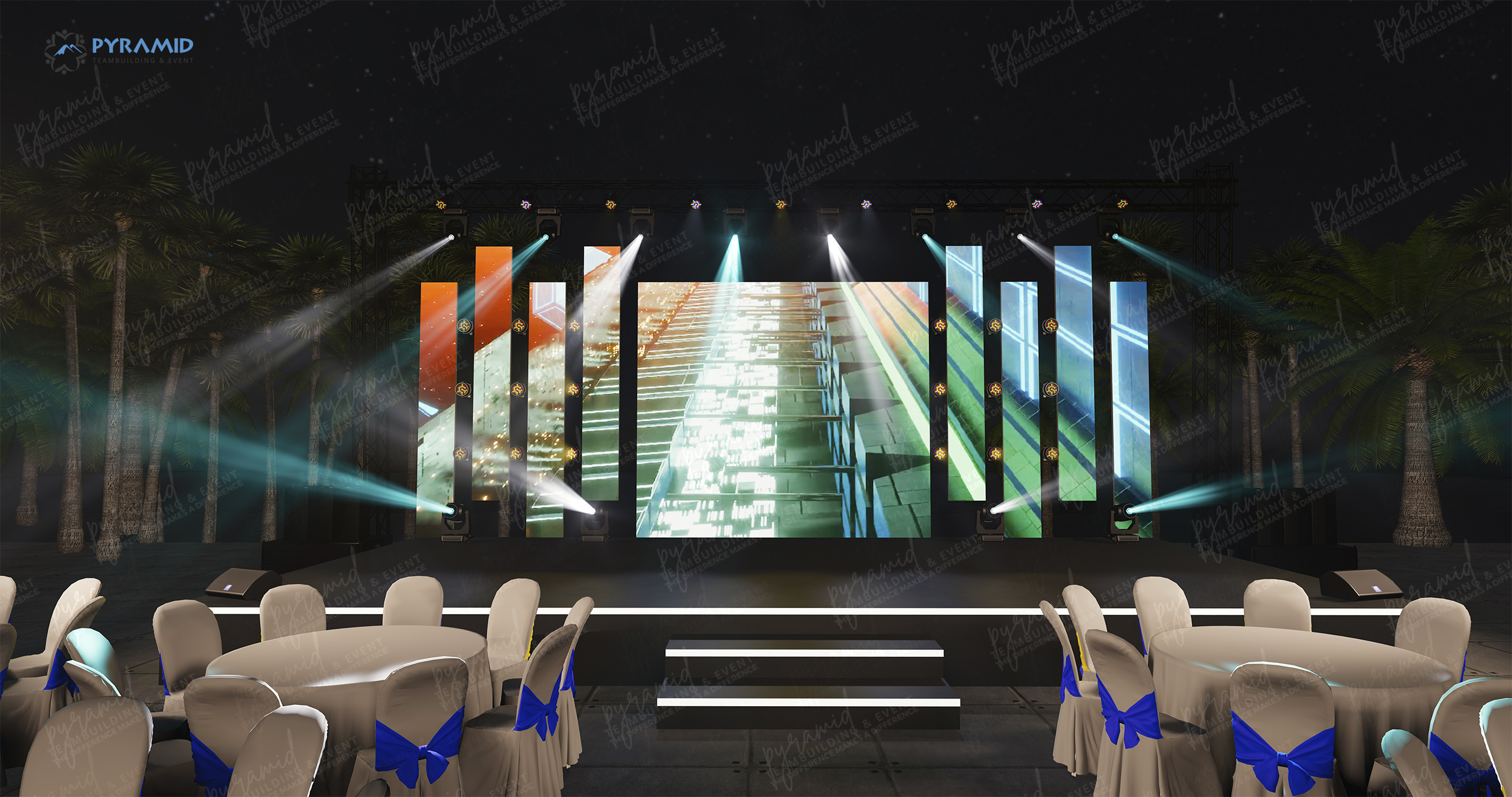 mẫu sân khấu outdoor cho gala dinner